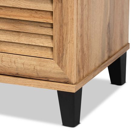 Baxton Studio Coolidge ModernOak Brown Finished Wood 2-Door Shoe Storage Cabinet 197-11924-ZORO